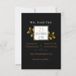 Reserva La Fecha Elegante Rosa de Moda Monograma Negro Guardar La F