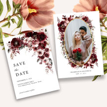 Elegante Rosa Floral Roja Borgoña para Boda