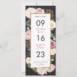 Reserva La Fecha Elegante rosa floral y negro salvan la fecha