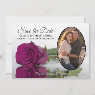 Reserva La Fecha Elegante Rosa magenta con Boda fotográfico Oval