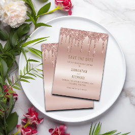 Reserva La Fecha Elegante Rosa Purpurina de diamantes de oro