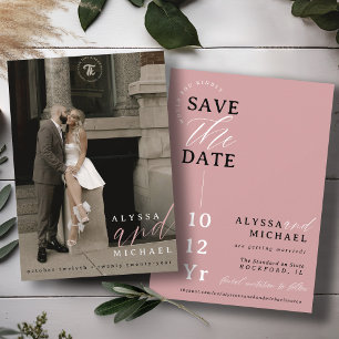 Reserva La Fecha Elegante Rosa sencillo y moderno Boda de fotograf