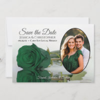 Elegante Rosa Verde Esmeralda Oval Foto Boda