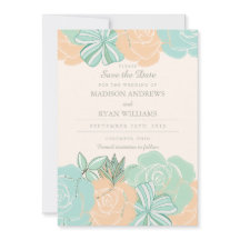 Elegante Rosas de la pintura Mint Floral Guardar l