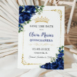 Reserva La Fecha Elegante Royal Blue Flowers Gold Quinceañera 16<br><div class="desc">Personalice esta bonito floral azul real Quinceañera / dulce 16 cumpleaños, salve la fecha fácil y rápidamente. Simplemente haga clic en el botón personalizar para editar los textos, cambiar las fuentes y los colores de las fuentes. Con vibrantes flores reales azules y elementos dorados. Elementos coincidentes disponibles en el almacén....</div>