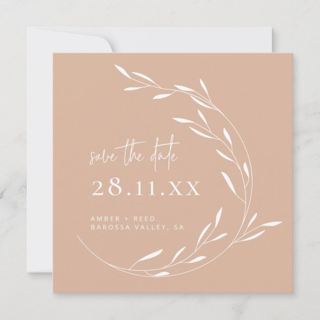 Reserva La Fecha Elegante Rubor Pink Wreath Square Save the Date (Anverso)