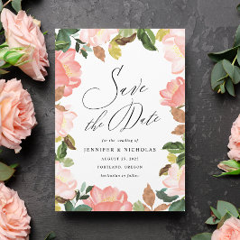 Reserva La Fecha Elegante Rubor Spring Floral Guardar La Fecha