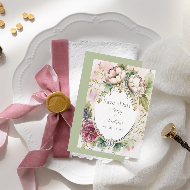 Reserva La Fecha Elegante Rústica Romántica Verde De Sabra Salva La (Subido por el creador)