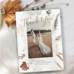 Reserva La Fecha Elegante Rústico Boho Floral Pampas Gracias Cartas