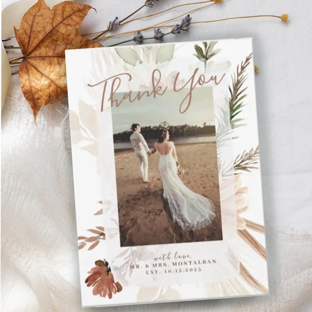 Reserva La Fecha Elegante Rústico Boho Floral Pampas Gracias Cartas (Subido por el creador)