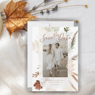 Reserva La Fecha Elegante Rústico Boho Floral Pampas Guárdame la Fe