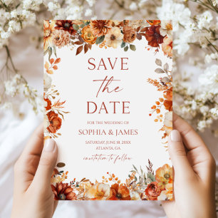Reserva La Fecha Elegante Rústico Otoño Floral Boda
