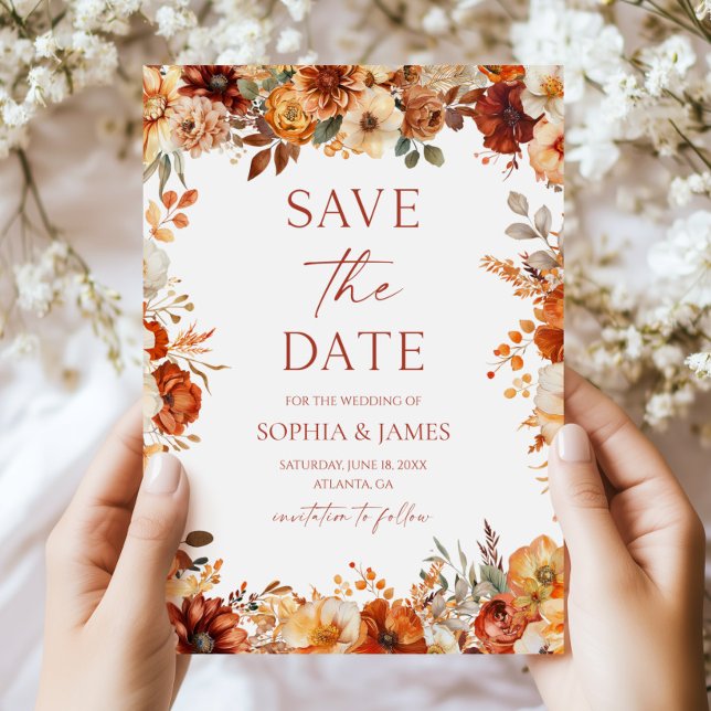 Reserva La Fecha Elegante Rústico Otoño Floral Boda (Subido por el creador)