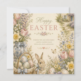 Reserva La Fecha Elegante saludo de Pascua del campo francés vintag