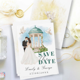 Reserva La Fecha Elegante salva la fecha con novia y Groom Gazebo