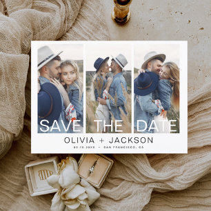 Reserva La Fecha Elegante Save the Date 3 Foto Letra Blanca