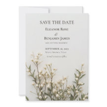 Elegante Save the Date Botánico Marfil