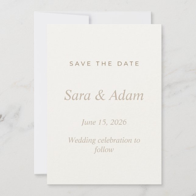Reserva La Fecha Elegante Save the Date de boda en beige (Anverso)