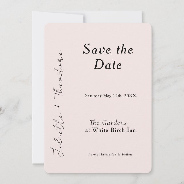 Reserva La Fecha Elegante Save the Date Rosa (Anverso)