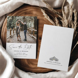 Reserva La Fecha Elegante Script Barn Wedding Guardar la fecha