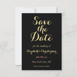 Reserva La Fecha Elegante Script Black Faux Gold Boda Engagement