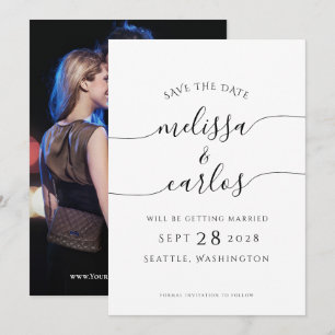 Reserva La Fecha Elegante Script Engagement Photo Simple Save The D