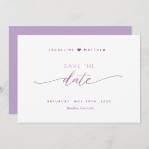 Reserva La Fecha Elegante script, Mauve Lavender simple Boda