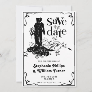 Reserva La Fecha Elegante Silueta de Boda para Salvar la Fecha