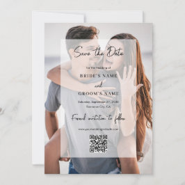 Reserva La Fecha Elegante simple 2 Boda de código QR superpuesto de