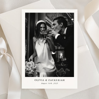 Reserva La Fecha Elegante Simple Atemporal Foto Minimalista Boda