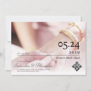 Reserva La Fecha Elegante Simple Formal Guion Único Foto Boda