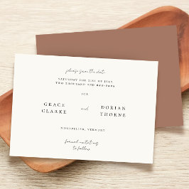 Reserva La Fecha Elegante simple Mocha Mousse Rústico Boda neutral