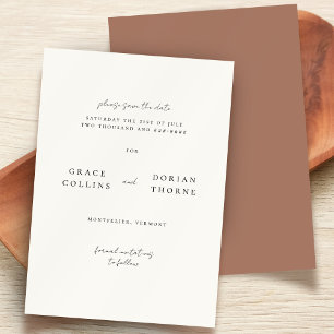 Reserva La Fecha Elegante simple Mocha Mousse Rústico Boda neutral