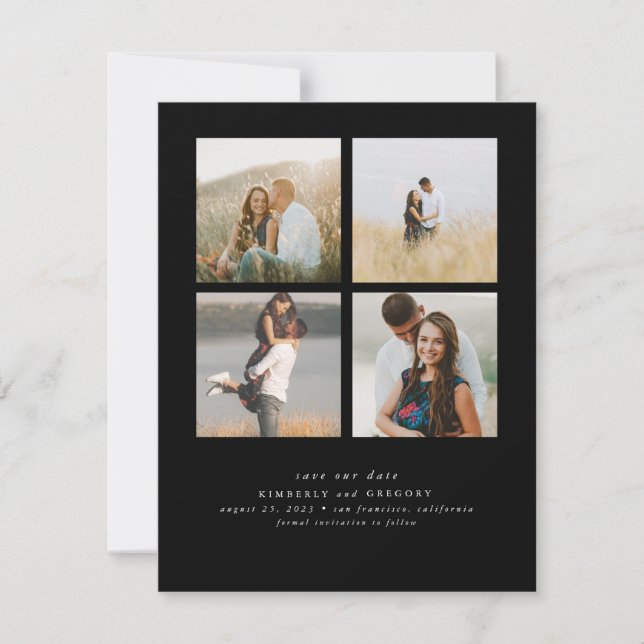 Reserva La Fecha Elegante simple y lindo cuatro fotos ahorran la fe (Anverso)