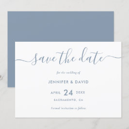 Reserva La Fecha Elegante Simple Y Polvorienta Boda Azul Salven La