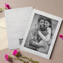 Elegante Sombra Gris con Foto Boda