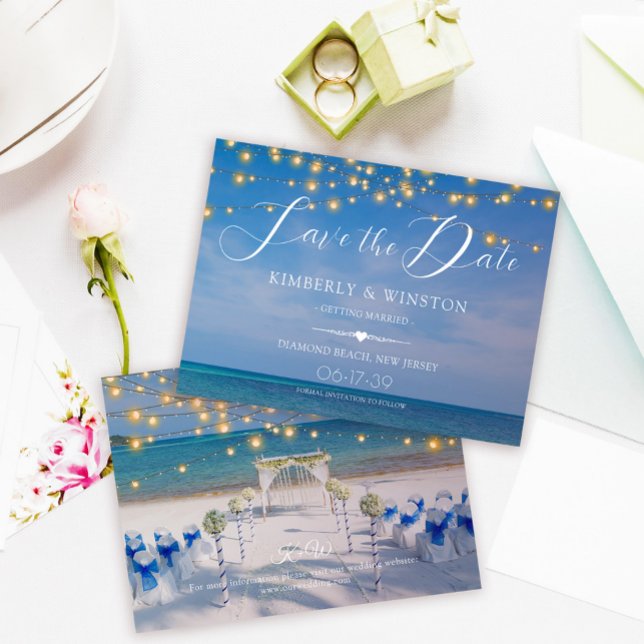 Reserva La Fecha Elegante Summer Beach Wedding Guardar la carta de  (Subido por el creador)