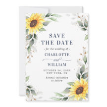 Elegante Sunflowers Watercolor Greenery Boda