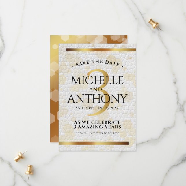 Reserva La Fecha Elegante tercer aniversario Boda de cuero (Anverso/Reverso In Situ)