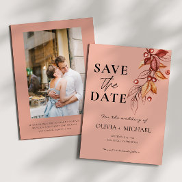 Reserva La Fecha Elegante Terracota de acuarela moderna de otoño