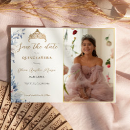 Reserva La Fecha Elegante Tiara Quinceañera Foto Guardar fecha
