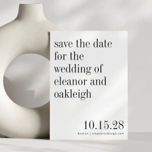 Reserva La Fecha Elegante tipografía de boda minimalista en negro y