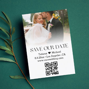 Reserva La Fecha elegante tipografía moderna qr código foto desvane