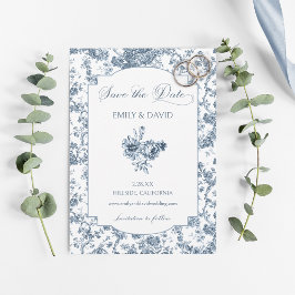 Reserva La Fecha Elegante toile floral azul francés grabado