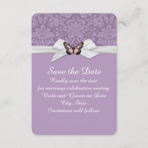 Reserva La Fecha Elegante Tudor Purple Damask Guardar la fecha