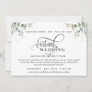 Reserva La Fecha Elegante Vegetación, Boda Virtual Única en Línea