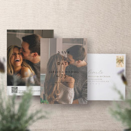 Reserva La Fecha Elegante Vellum Overlay 2 Photo QR Code Boda