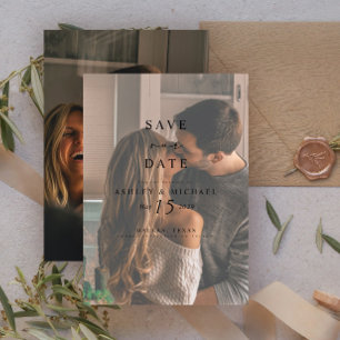 Reserva La Fecha Elegante Vellum Overlay Watercolor 2 Photo Boda