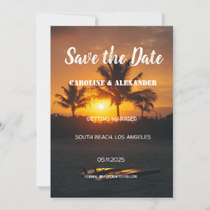 Reserva La Fecha Elegante verano Sunset Beach Boda Tropical Salvar