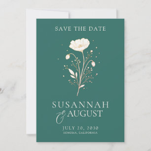 Reserva La Fecha Elegante Verde Esmeralda Floral Boda Guardar la Fe